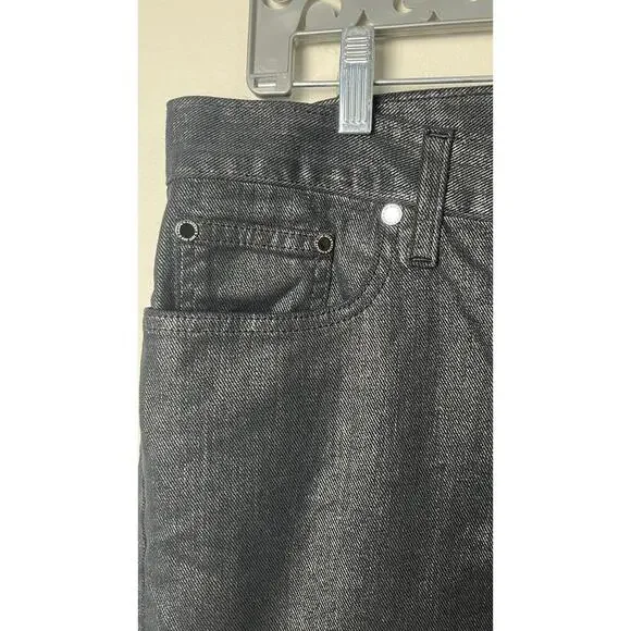 RALPH LAUREN BLACK LABEL GUNMETAL WAX WIDE LEG JEANS - Picture 3 of 12